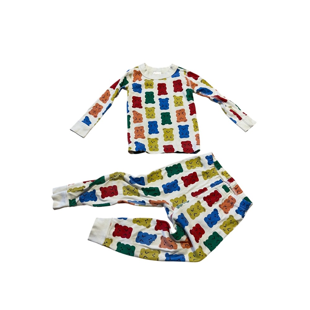 Hanna Andersson Gummy Bear Pajamas Set Kids 3T 90cm Organic Cotton PJ White I10